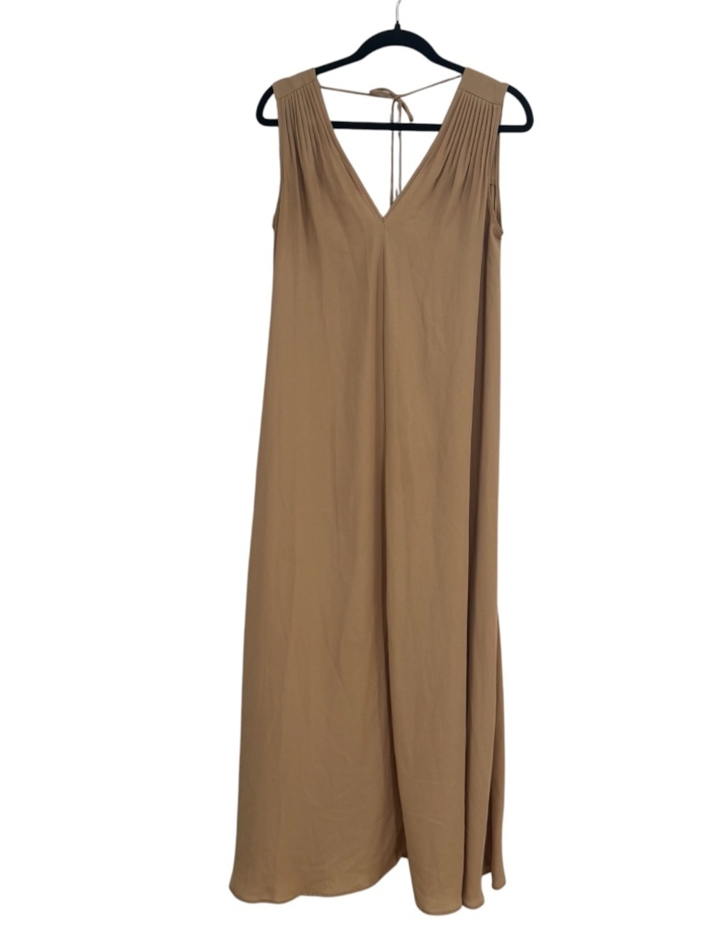 Caribbean Queen Women's Sleeveless V-Neck Maxi Dress in Camel Sz S GUC